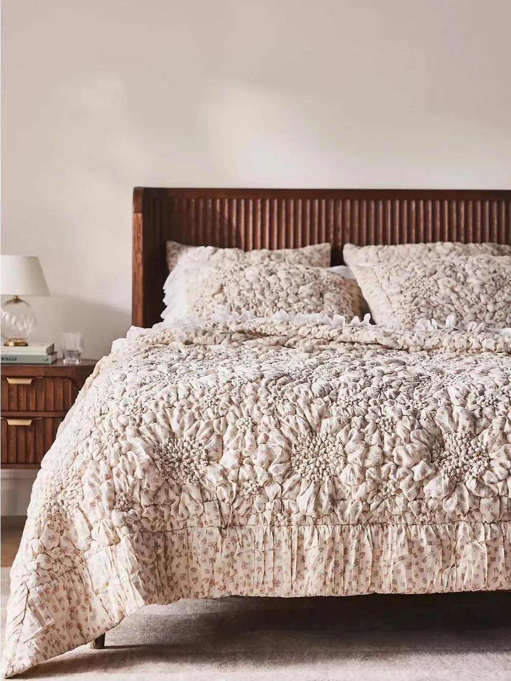 New Anthropologie cotton voile dahlia euro sham floral pattern quilted
